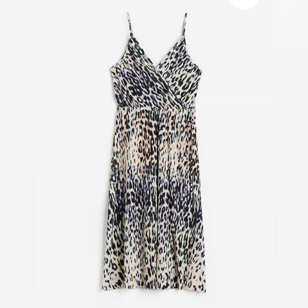 H&M Multicolor Leopard Print Wrap Dress Sz XS Summer Flowy Vacation Date Night